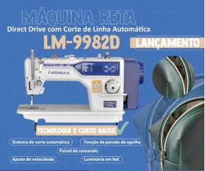 Máquina de Costura Reta Direct Drive c/ Corte de Linha - Lanmax LM-9982D
