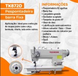 Máquina De Costura Pespontadeira 2 Agulhas Ponto FIXO- Transporte Duplo Techook TK-872D