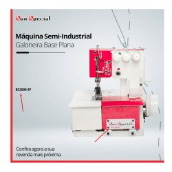 Máquina de Costura Galoneira Semi Industrial Galoneira com Mesa - Sun Special Vermelha SS 2600