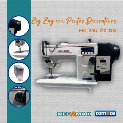 Máquina de Costura Zig Zag Pontos Decorativos Mega Mak MK20U-G2-DD