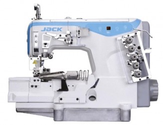 Máquina de Costura Galoneira Base Plana 3 Agulhas 5 fios Direct Drive Jack JK-W4-D-23GBLx256-F