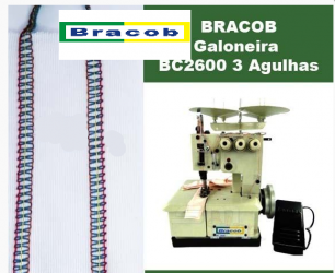 Máquina de Costura Galoneira Portatil 3 Agulhas Bracob - BC2600-3 110V
