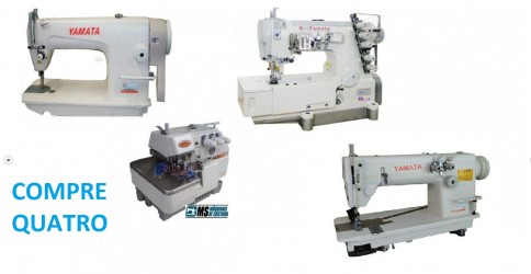 Kit=1 Reta+1 Galoneira+1 Overlock+1 Ponto Corrente 2Agulhas- Industriais, completas -Yamata