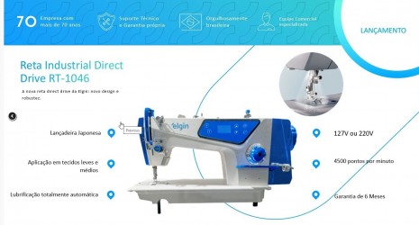 Cópia de Máquina De Costura Industrial Reta Direct Drive Elgin-RT1046-220v