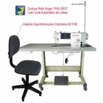 Reta Industrial Singer 114G20-Leve Direc Drive, 5mm,2 fios+ Cadeira de Costureira -